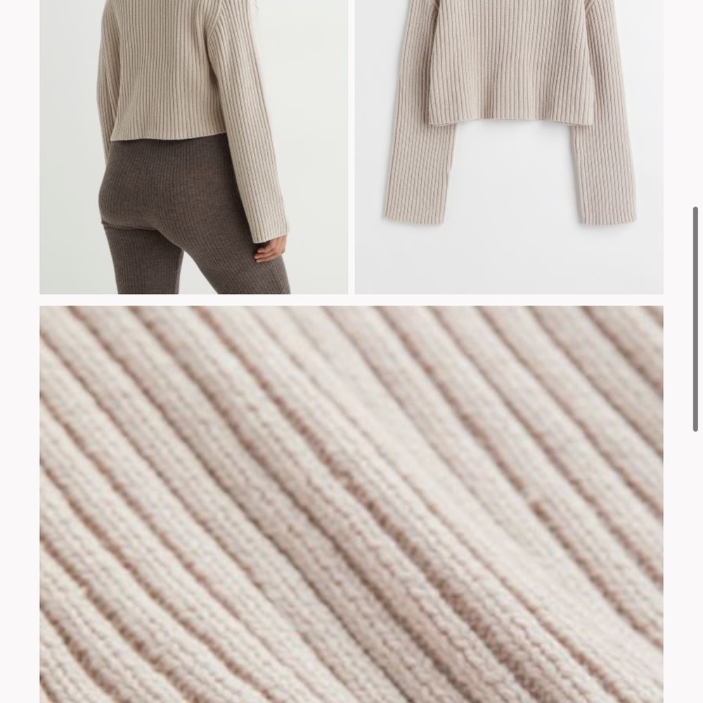 H&M Ribbed Sweater Light Beige - Picture 2 of 6